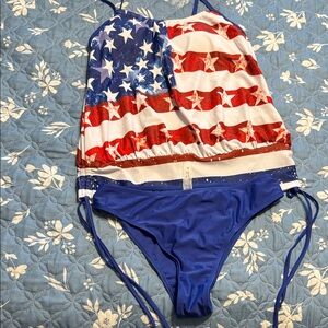 Patriotic Stars & Stripes Tankini Set - Blue/Red/White